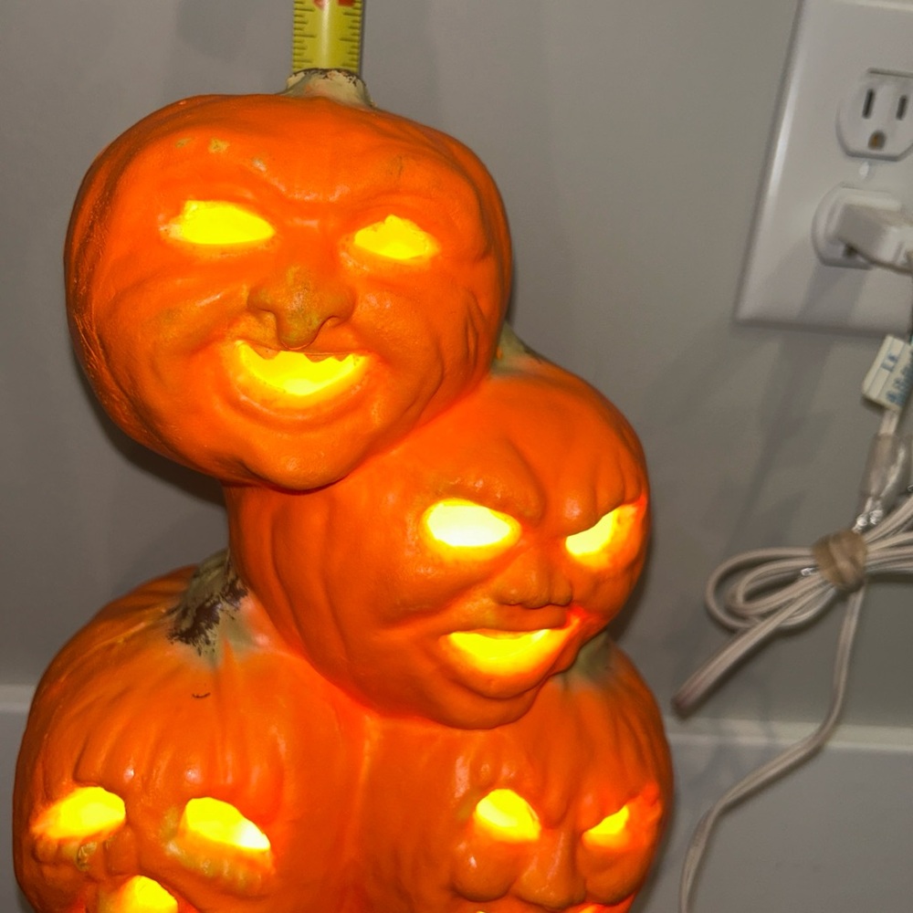 Vintage Gemmy 6 Stacked Foam Blow Mold Halloween Jack-O-Lanterns Light Up - Picture 4 of 10